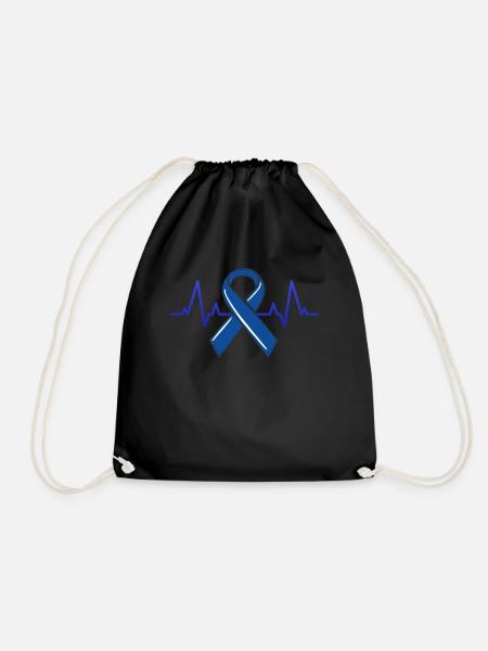 Darmkrebs Heartbeat Blue Ribbon Awareness - Turnbeutel - Schwarz