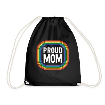 Proud Mom With Pride Mother Gay Pride Stuff LGBT - Drawstring Bag - black - Front