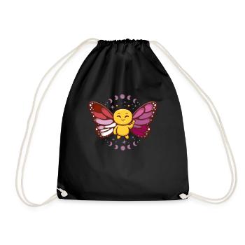 Lesbische Flagge Monarch Schmetterling Insekt subtil - Turnbeutel - Schwarz - Vorne