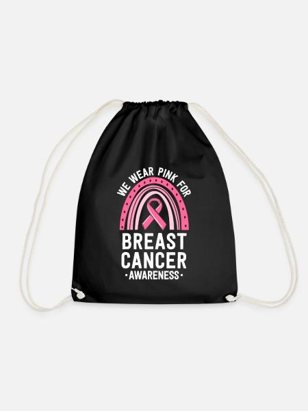 We Wear Pink Breast Cancer Awareness Matching - Drawstring Bag - black