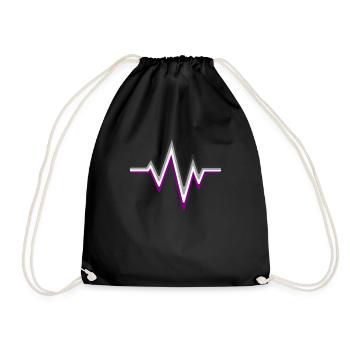 Asexual Heartbeat Ace Flag Colors Asexuality - Drawstring Bag - black - Front