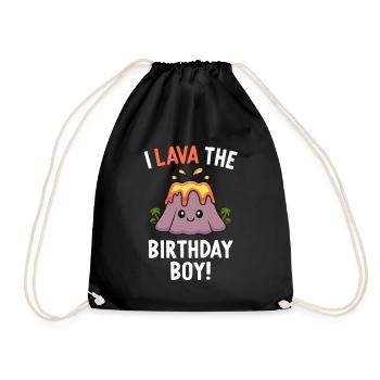 Family Volcano Birthday Party Lava The Birthday - Drawstring Bag - black - Front
