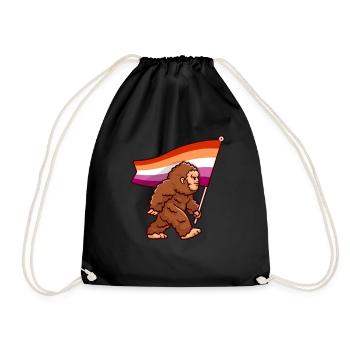 Bigfoot Lesbian Pride Flagge Farben Sasquatch LGBTQ - Turnbeutel - Schwarz - Vorne