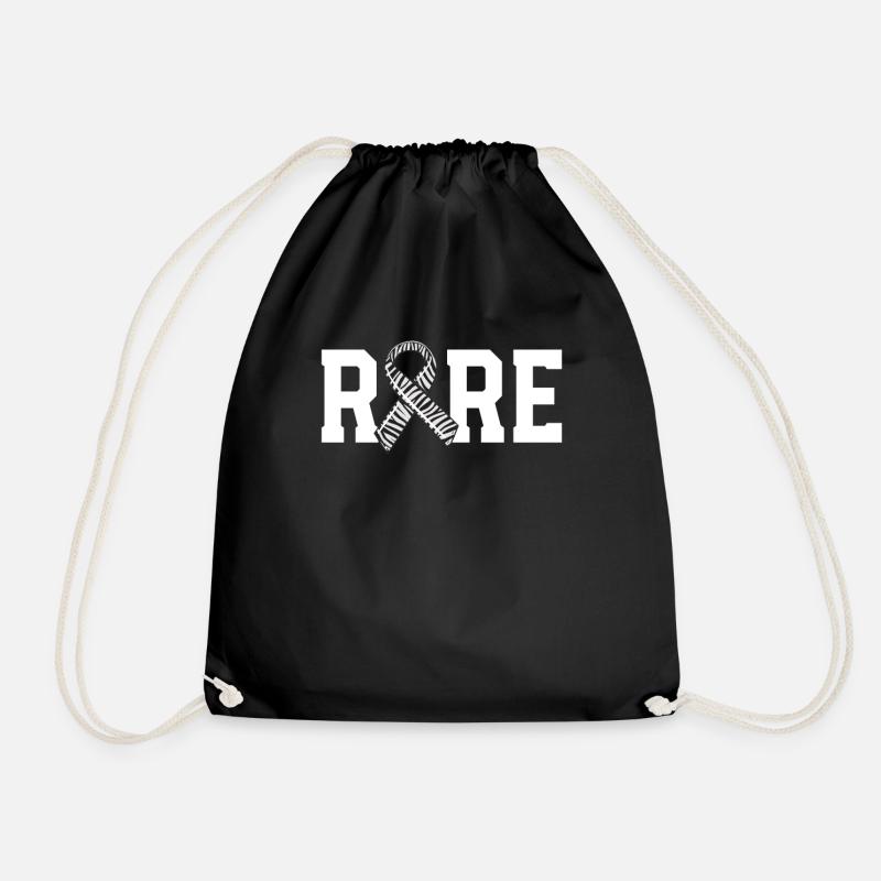 Rare Disease Awareness Walk Zebra Ribbon EDS - Drawstring Bag - black