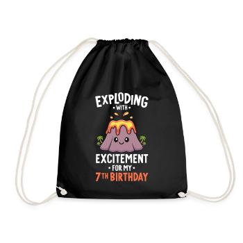 Volcano Geburtstagsparty 7. Geburtstag 7 Jahre alt - Turnbeutel - Schwarz - Vorne