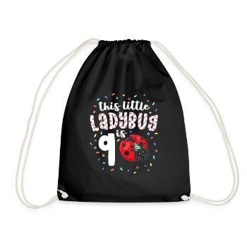 This Little Ladybug Is 9 Years Old 9th Birthday - Drawstring Bag - black - Front