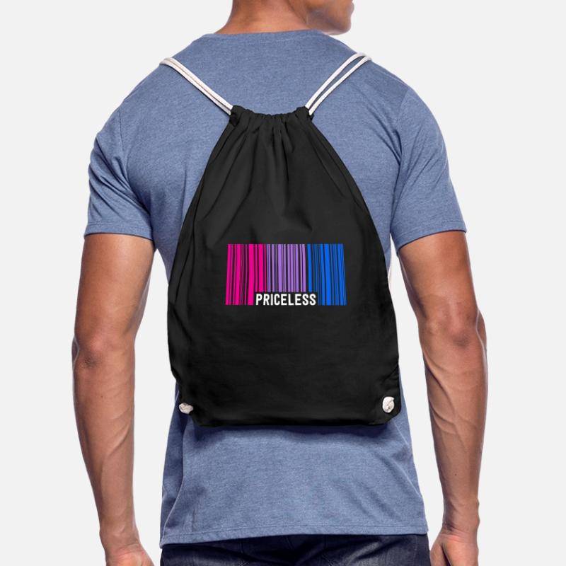 Priceless Bisexual Pride Barcode Subtle Bi Flag Drawstring Bag