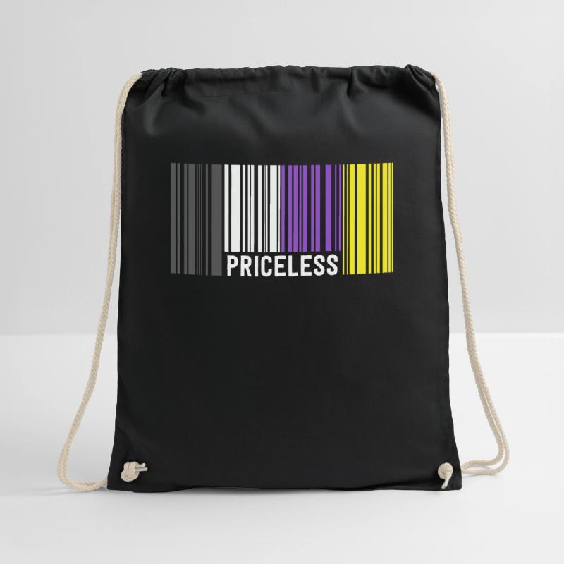Priceless Gender Nonbinary Pride Barcode Discreet Drawstring Bag