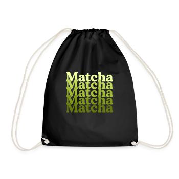 Vintage Matcha Lover Gift for Barista Retro Green - Drawstring Bag - black - Front