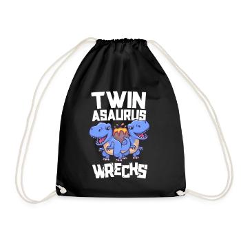 Twinasaurus Wracks Passende Dinosaurier Twin Boys - Turnbeutel - Schwarz - Vorne