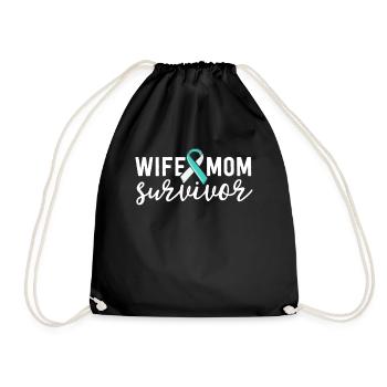 Femme Maman Survivante Cancer du Col de l’utérus Sensibilisation Sarcelle - Sac de sport léger - noir - Devant