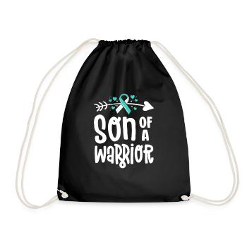 Son Of A Warrior Teal White Cervical Cancer - Drawstring Bag - black - Front