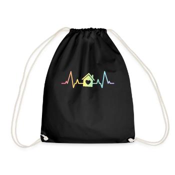 Real Estate Agent Heartbeat Gift Open House Home - Drawstring Bag - black - Front