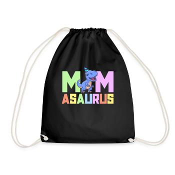 Mama Asaurus Dinosaurier Geburtstagsfeier TRex Matching - Turnbeutel - Schwarz - Vorne