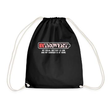 My Social Battery Is Empty Antisocial Funny - Drawstring Bag - black - Front