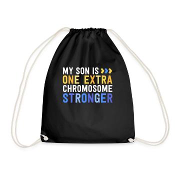 Family Down Syndrome Awareness My Son One Extra - Drawstring Bag - black - Front