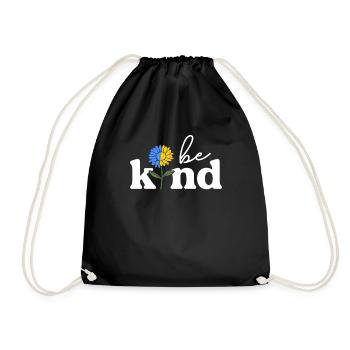 Be Kind Yellow Blue Sunflower World Down Syndrome - Drawstring Bag - black - Front