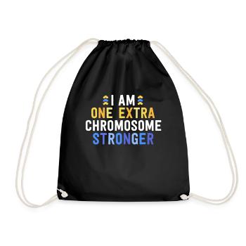 I Am One Extra Chromosome Stronger T21 Family - Drawstring Bag - black - Front