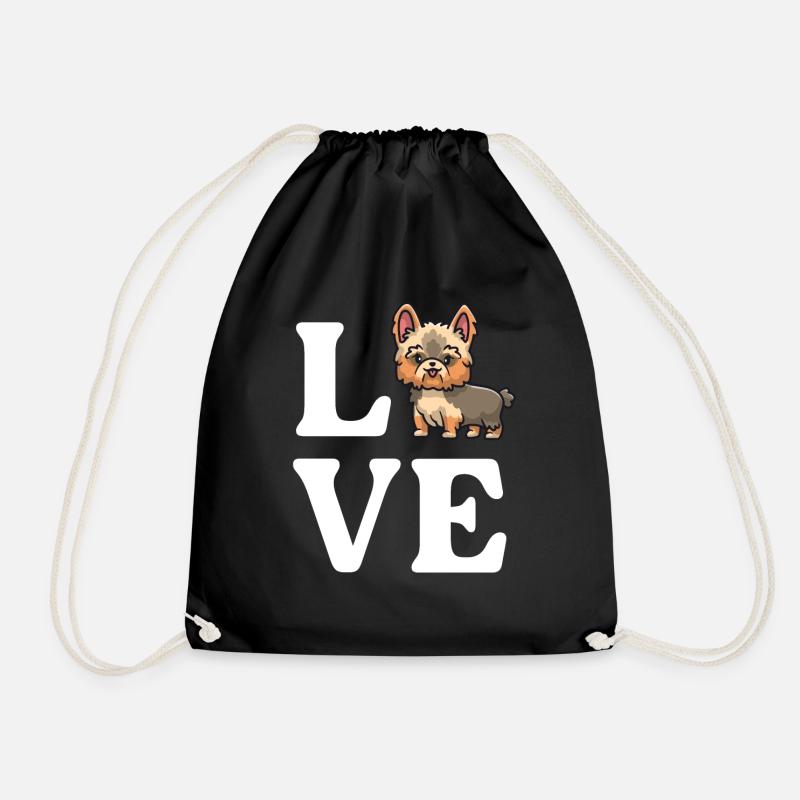 Love Yorkies Dog Mom Yorkshire Terrier Mama - Drawstring Bag - black
