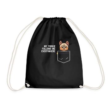 Yorkie In Pocket Yorkshire Terrier Sarcastic - Drawstring Bag - black - Front