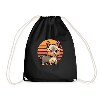 Retro Yorkie Vintage Yorkshire Terrier Dog Mom - Drawstring Bag - black - Front