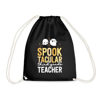 3rd Grade Teacher Halloween Matching School Third - Drawstring Bag - black - Front