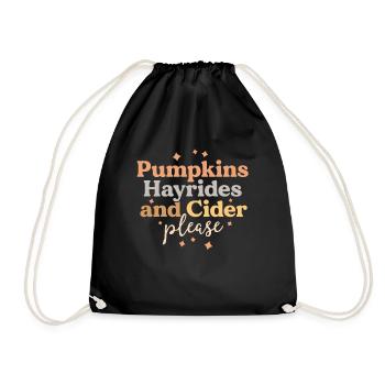 Pumpkins Hayrides und Cider Please Farm Boho Fall - Turnbeutel - Schwarz - Vorne