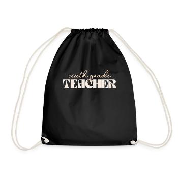 Retro 6th Grade Teacher Vintage Sixth Grade - Drawstring Bag - black - Front