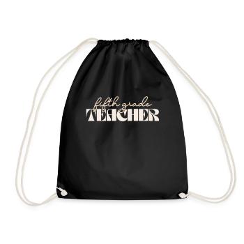 Retro 5th Grade Teacher Vintage Fifth Grade - Drawstring Bag - black - Front