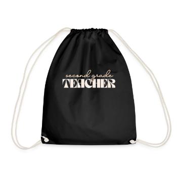 Retro 2nd Grade Teacher Vintage Second Grade - Drawstring Bag - black - Front