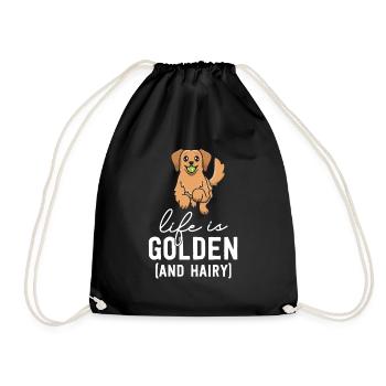 La vie est dorée et poilue Kawaii Golden Retriever - Sac de sport léger - noir - Devant