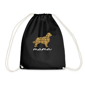 Golden Retriever Mom Floral Dog Mama Farmhouse - Drawstring Bag - black - Front