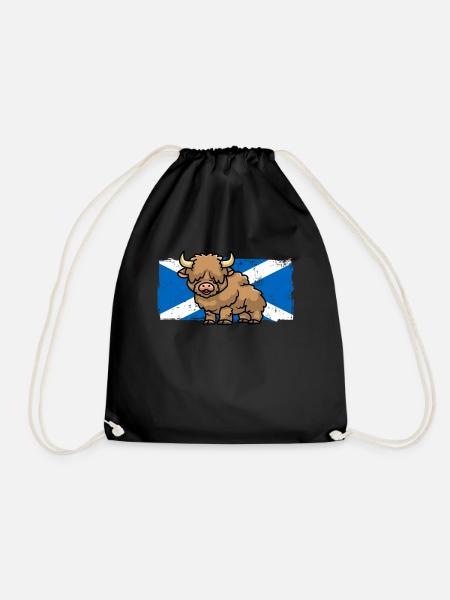 Highland Cow Lover Schottland Flagge Schottischer Bauer - Turnbeutel - Schwarz