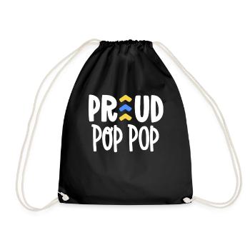 Proud Pop Pop Down Syndrome Grandpa Family T21 - Drawstring Bag - black - Front