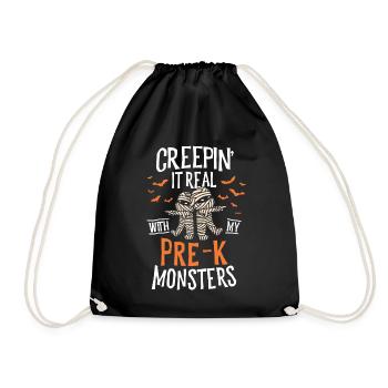 Creepin It Real Pre-K Monsters Halloween - Drawstring Bag - black - Front