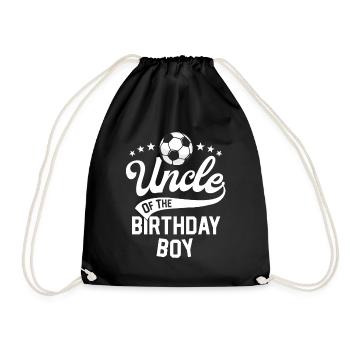 Uncle Of The Birthday Boy Soccer Themed Party - Drawstring Bag - black - Front