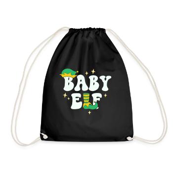Baby Elf Matching Family Christmas Little Brother - Drawstring Bag - black - Front