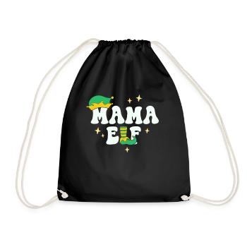 Mama Elf Passende Familie Weihnachtsgruppe Weihnachten Mama - Turnbeutel - Schwarz - Vorne