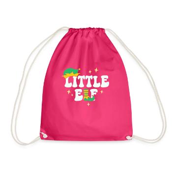 Little Elf Matching Family Christmas Baby Brother - Drawstring Bag - fuchsia - Front