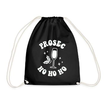 Prosec Ho Ho Ho Lustige Weihnachts-Trinkparty - Turnbeutel - Schwarz - Vorne