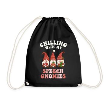 Chilling With My Speech Gnomies Xmas SLP - Drawstring Bag - black - Front