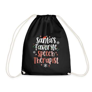 Cute Christmas Speech Therapist Language Therapy - Drawstring Bag - black - Front