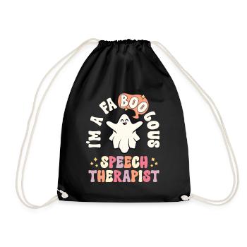 Faboolous Speech Therapist Halloween SLP Retro - Drawstring Bag - black - Front