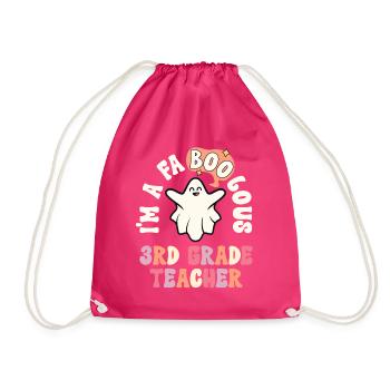 Lehrer Halloween Retro 3. Klasse Vintage Dritte - Turnbeutel - Fuchsia - Vorne