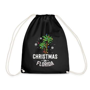 Christmas In Florida Deck The Palm Trees Family - Drawstring Bag - black - Front