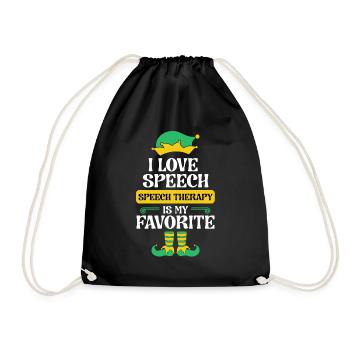 Speech Therapy Elf Christmas School Therapist SLP - Drawstring Bag - black - Front