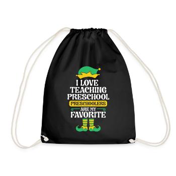 Preschool Teacher Elf Christmas Pre-K School I - Drawstring Bag - black - Front