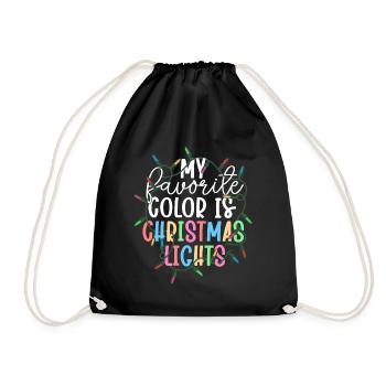 Meine Lieblingsfarbe ist Weihnachtsbeleuchtung Weihnachten - Turnbeutel - Schwarz - Vorne
