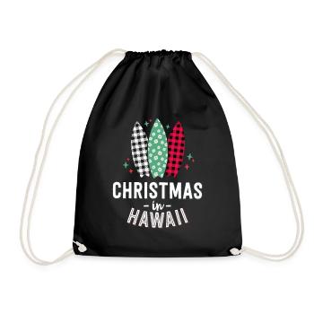 Christmas In Hawaii Family Vacation Tropical - Drawstring Bag - black - Front
