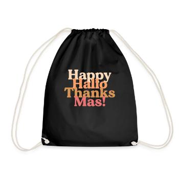 Happy HalloThanksMas Retro Halloween Thanksgiving - Turnbeutel - Schwarz - Vorne